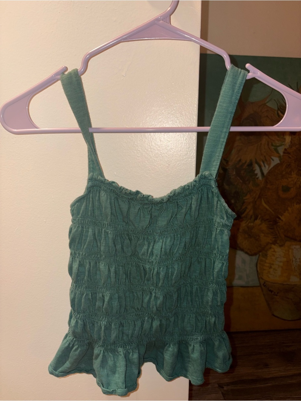 Universal Thread Teal Smocked Ruffle Hem Camisole